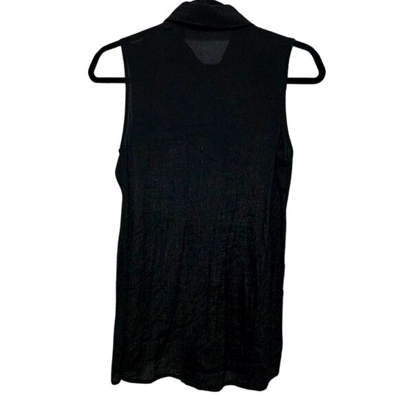 Fever Black Witchy Whimsigoth Sheer Collared Gauzy Vest Pintucked Buttoned Sz S - Picture 2 of 12